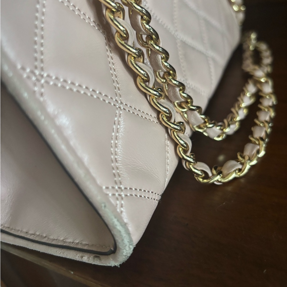 Tory Burch Savannah Convertible Quilted Shoulder Bag with Chain in Soft Pink - Picture 6 of 8